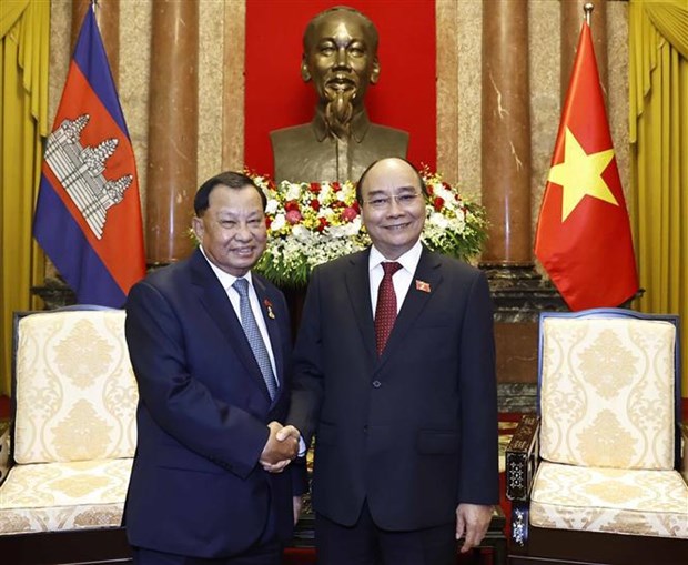 President receives Cambodian Senate leader hinh anh 1