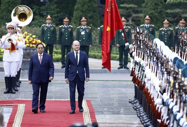 Welcome ceremony held for German Chancellor Olaf Scholz hinh anh 2