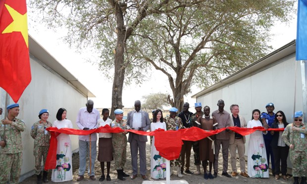 Vietnam’s Military Engineering Unit Rotation 1 grants humanitarian works to Abyei school hinh anh 1