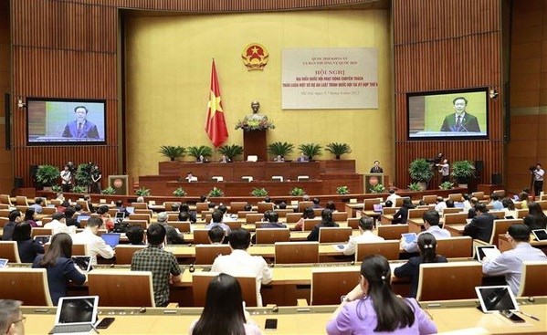 Full-time deputies discuss bills to be debated at NA’s fifth session hinh anh 1