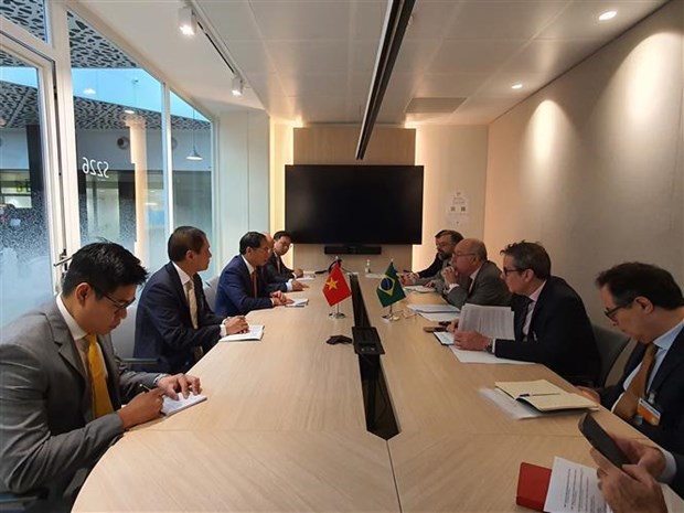 Vietnamese Foreign Minister meets officials of Brazil, France, EC, Canada in Paris hinh anh 1