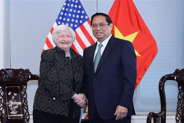 PM meets US Treasury Secretary, leaders of economic groups hinh anh 1