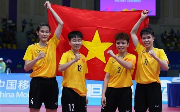 ASIAD 19: Women's sepak takraw team bring second gold medal to Vietnam hinh anh 1