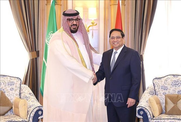 PM receives Saudi Arabia's ministers of economy-planning, human resources hinh anh 1