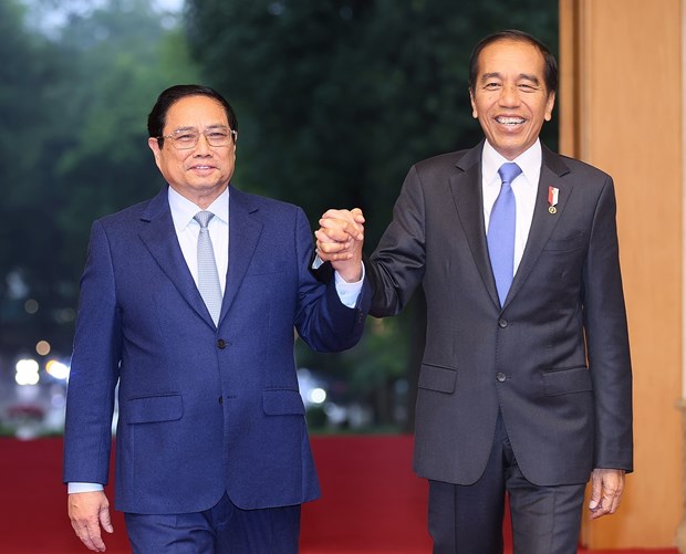 Vietnamese, Indonesian leaders hail development of multifaceted cooperation hinh anh 1