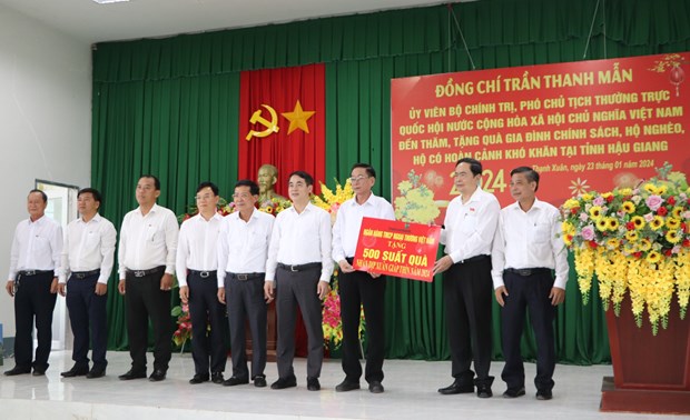 Tet gifts, greetings come to the needy in Hau Giang, Quang Ngai, Binh Thuan hinh anh 1