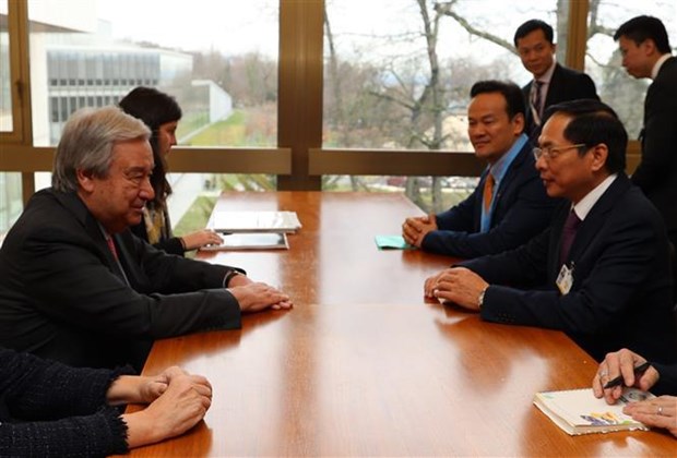 Foreign Minister meets leaders of UN, countries in Geneva hinh anh 1
