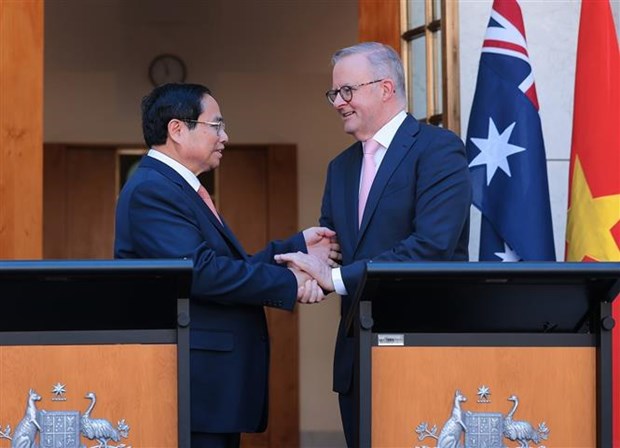 Vietnamese, Australian PMs announce elevation of ties to comprehensive strategic partnership hinh anh 1