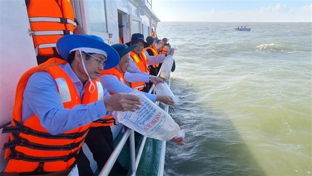 Bac Lieu releases over 6 million shrimp fry to regenerate aquatic resources hinh anh 1