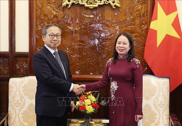 Japanese Ambassador bids farewell to Acting President hinh anh 1