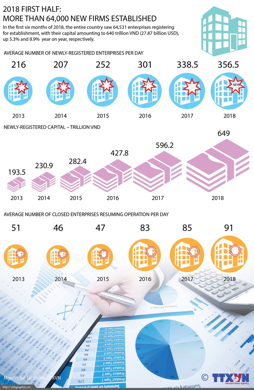 Over 64,000 news firms established in 2018's first half hinh anh 1