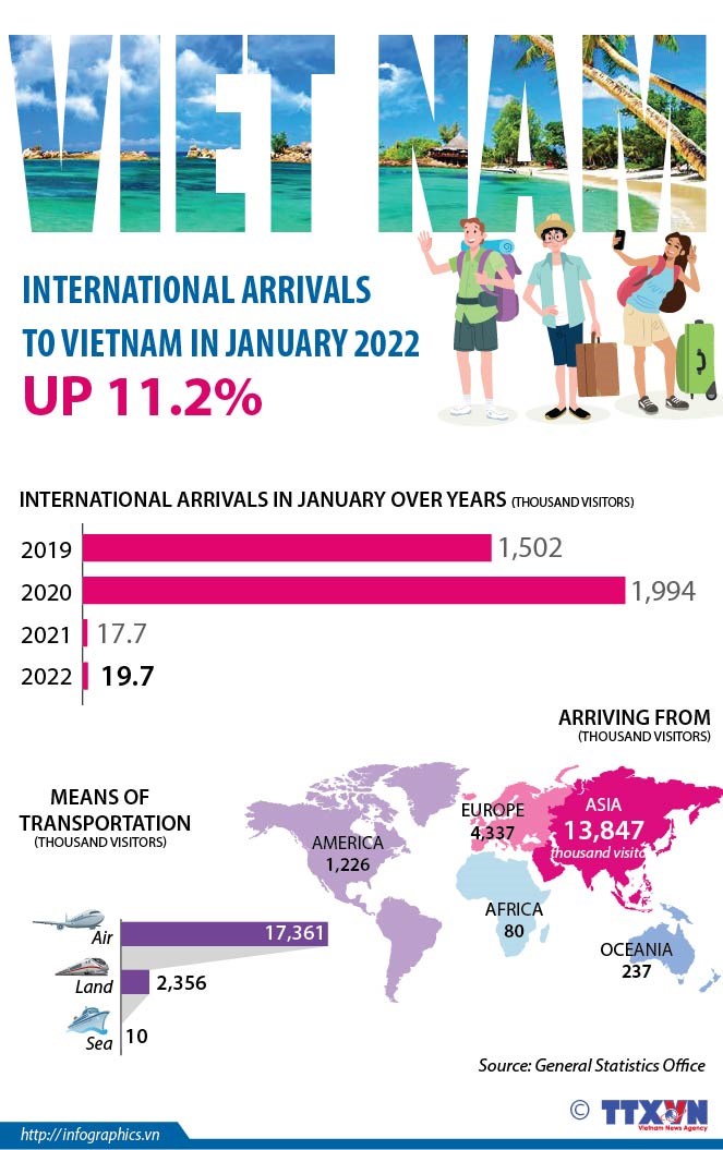 International arrivals to Vietnam up 11.2% in January hinh anh 1