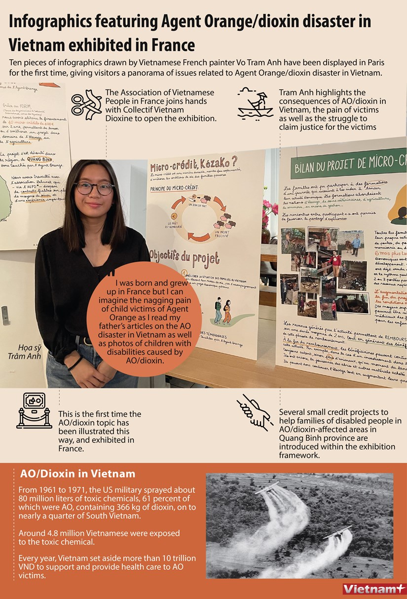 Infographics featuring AO/dioxin disaster in Vietnam exhibited in France hinh anh 1