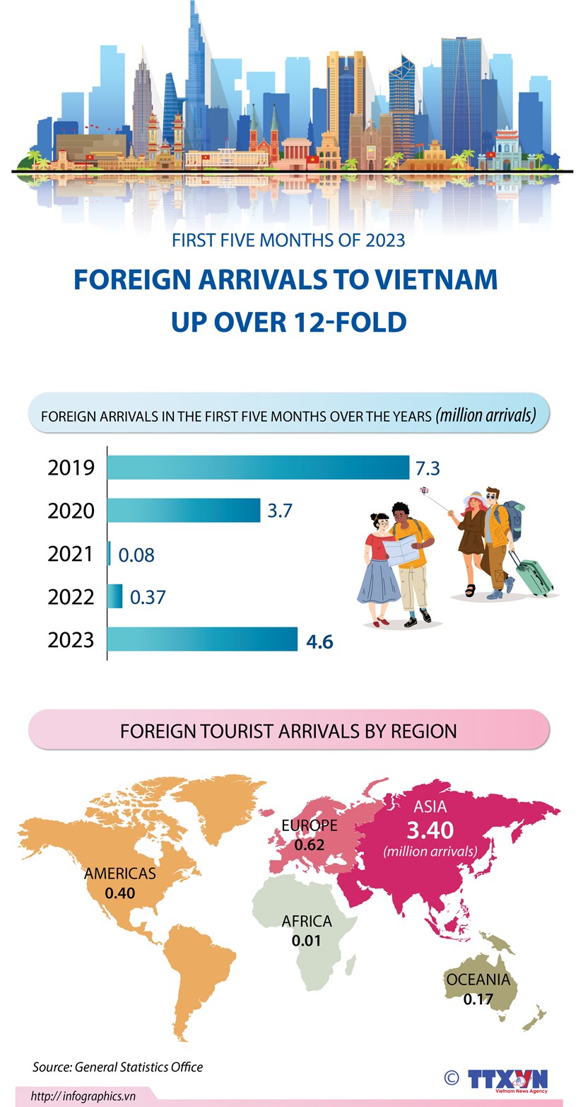 Foreign arrivals to Vietnam up over 12-fold hinh anh 1